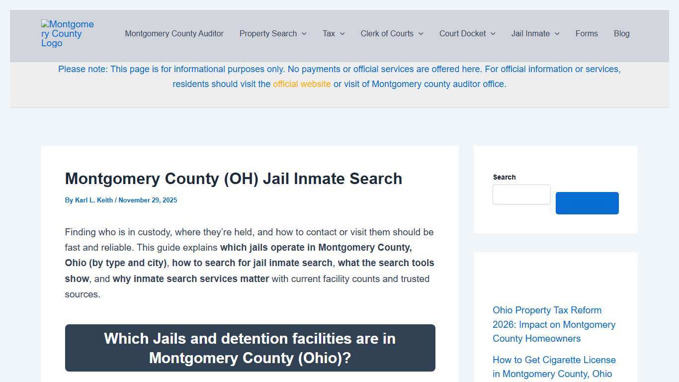 Montgomery County (OH) Jail Inmate Search